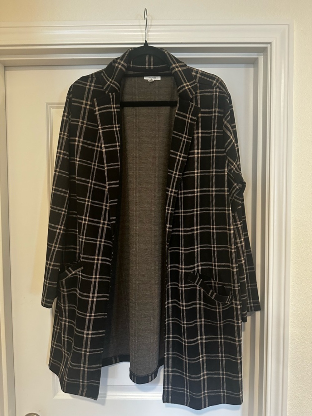 Maurices Black Plaid Open-Front Blazer